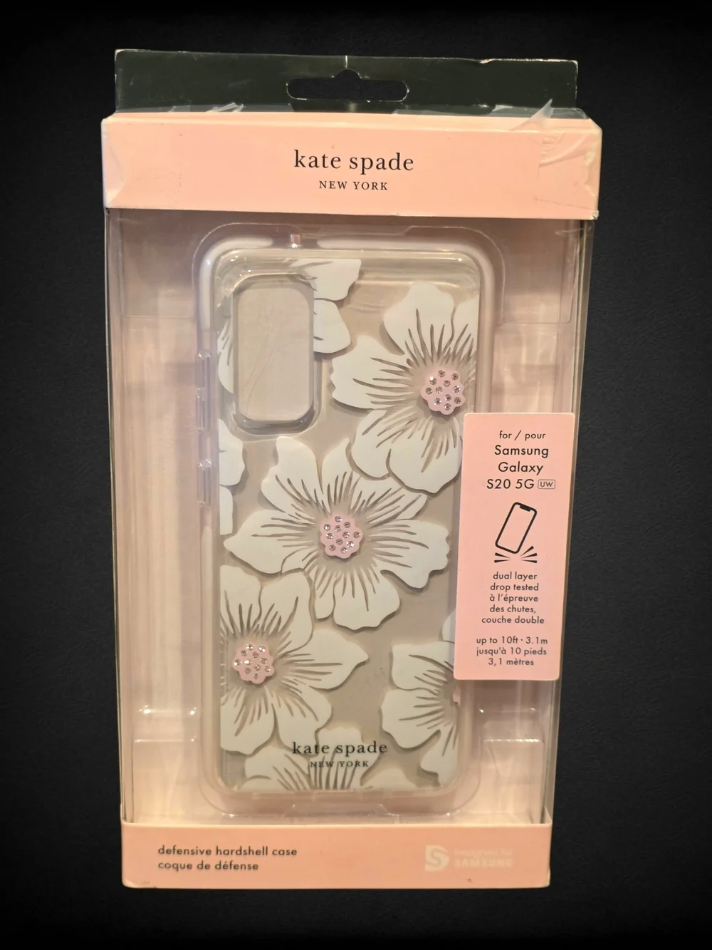 Kate Spade Galaxy S20 Case NWT Floral Clear Defensive Hardshell Rhinestone